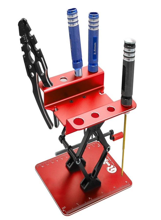 حامل إصلاح سيارات التحكم عن بعد من الألومنيوم، مزود بدرج براغي، مناسب لسيارات Traxxas TRX4 و Axial و Arrma و Redcat و Losi بمقاسات 1/8 و 1/10 و 1/12 و 1/14 و 1/16 و 1/18 و 1/24 (أحمر) - Image 4